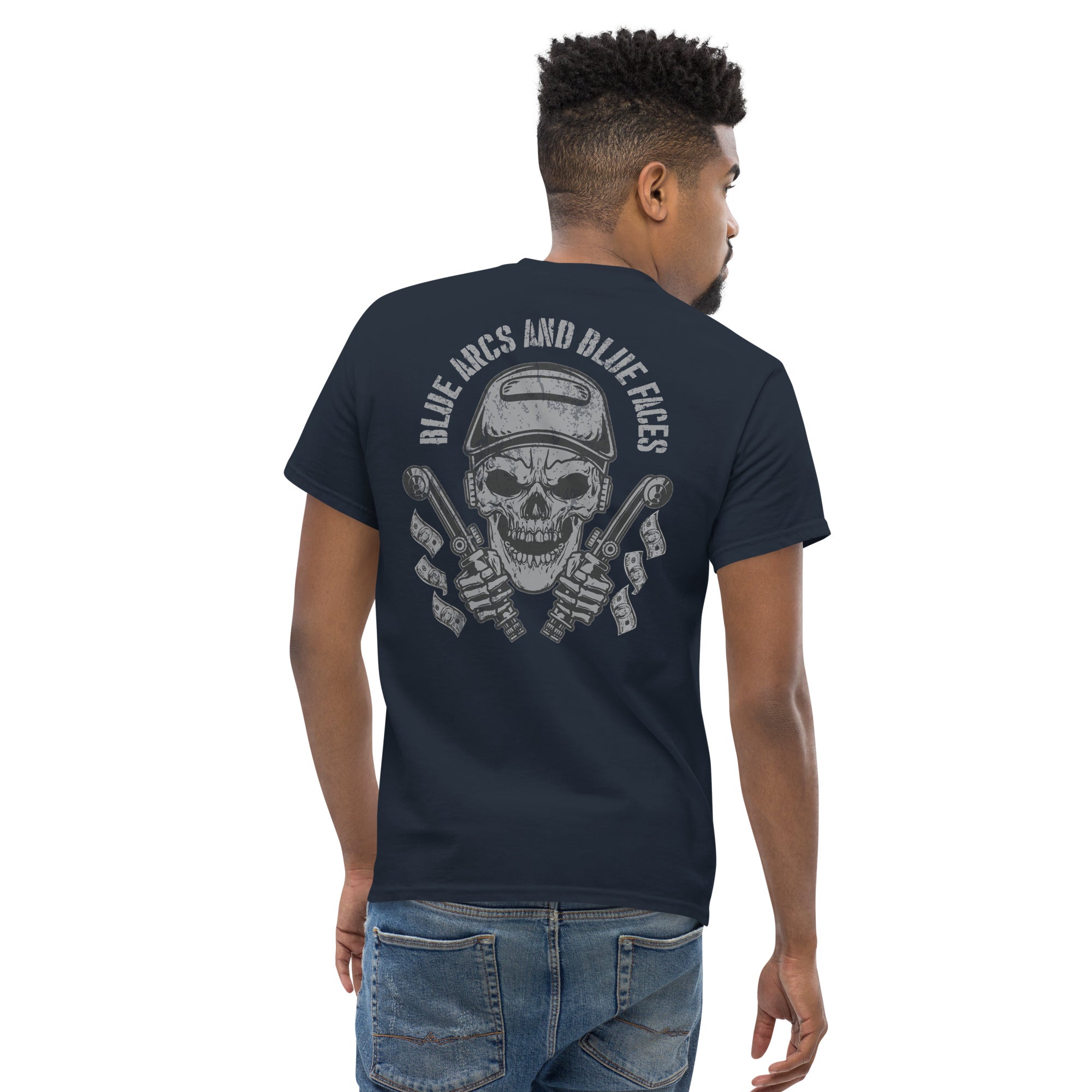 Blue arcs and Blue Faces I Men's classic tee