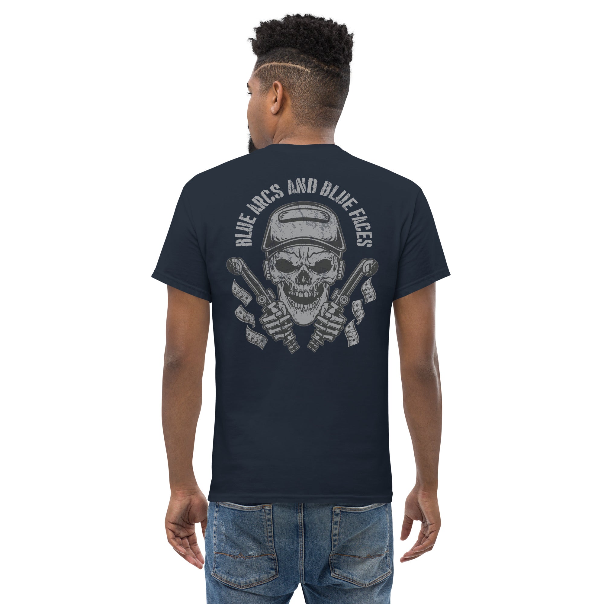 Blue arcs and Blue Faces I Men's classic tee