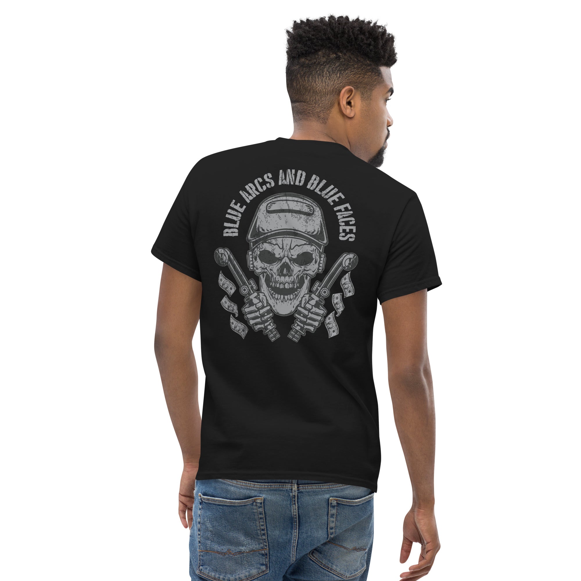 Blue arcs and Blue Faces  I  Men's classic tee