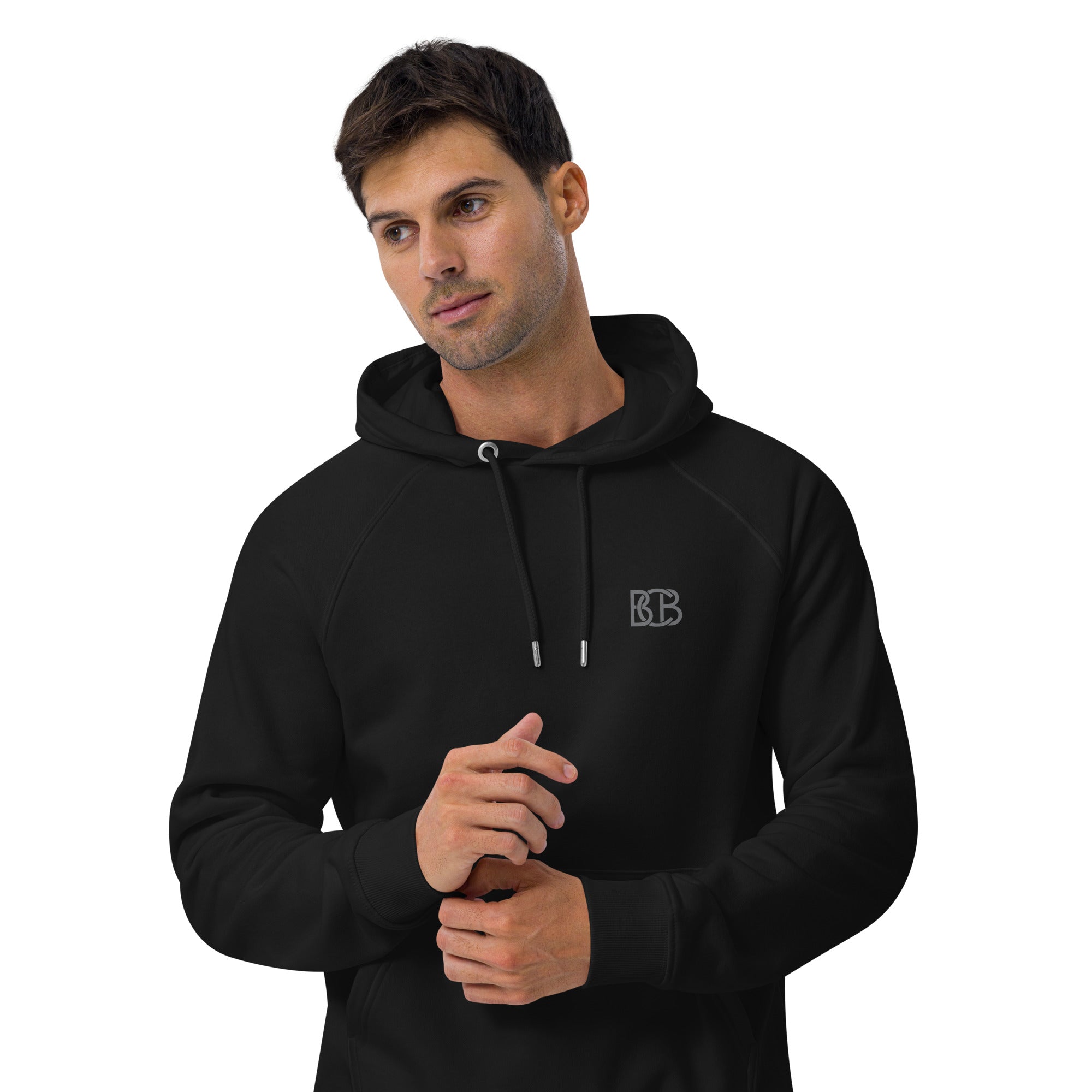Blue arcs and Blue Faces  I  Men's eco raglan hoodie