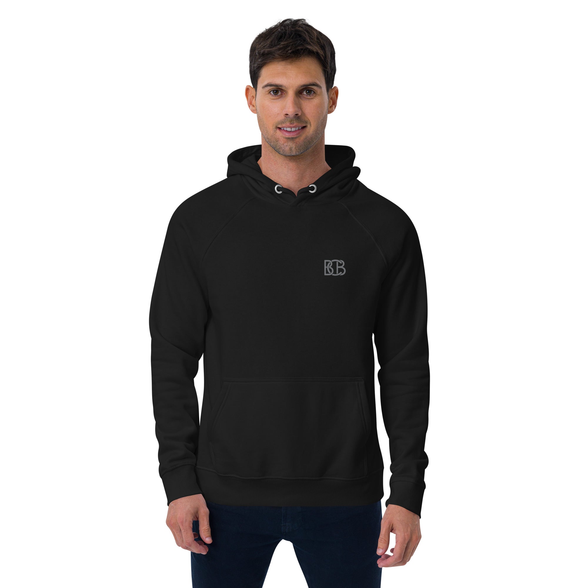 Blue arcs and Blue Faces  I  Men's eco raglan hoodie