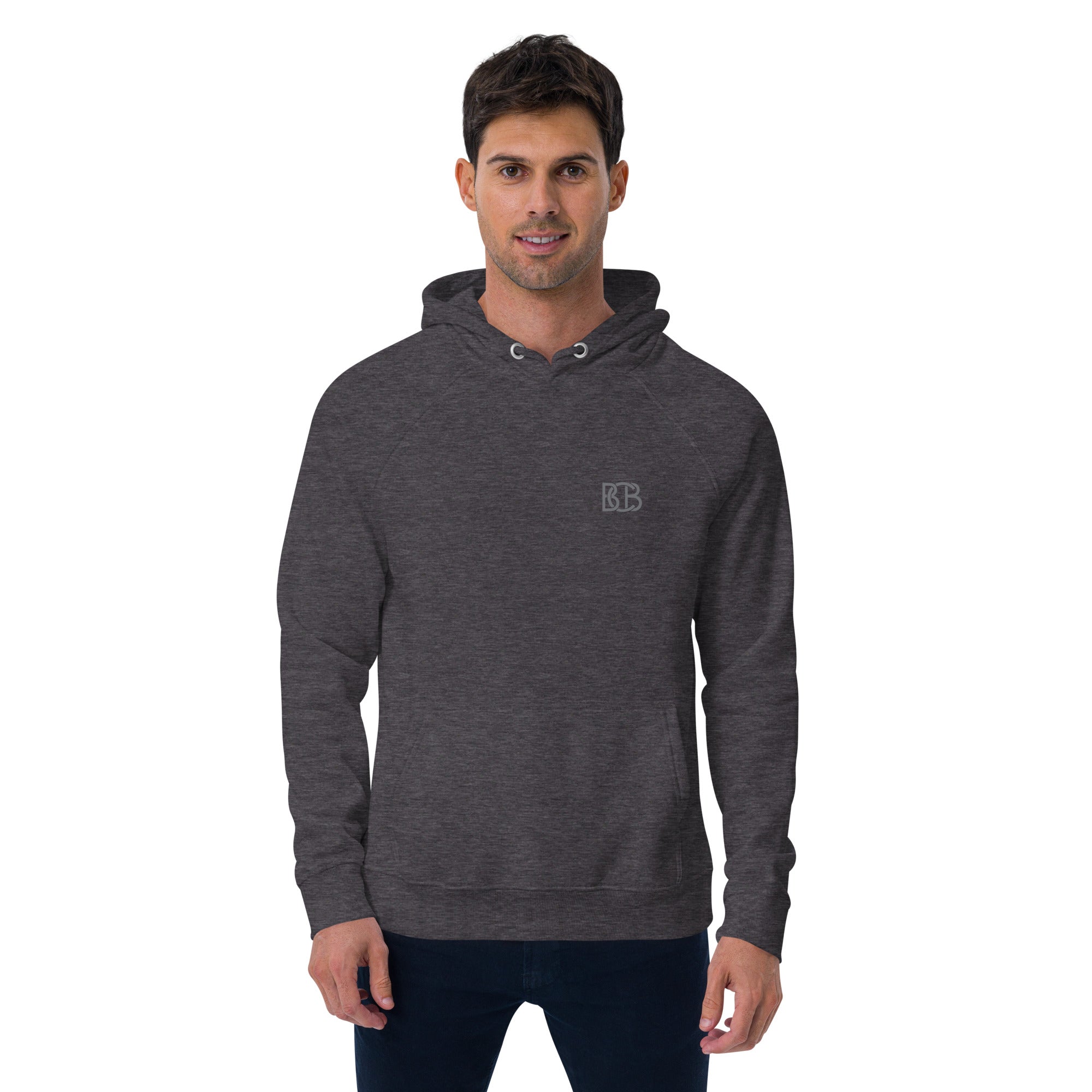 Blue arcs and Blue Faces  I  Men's eco raglan hoodie