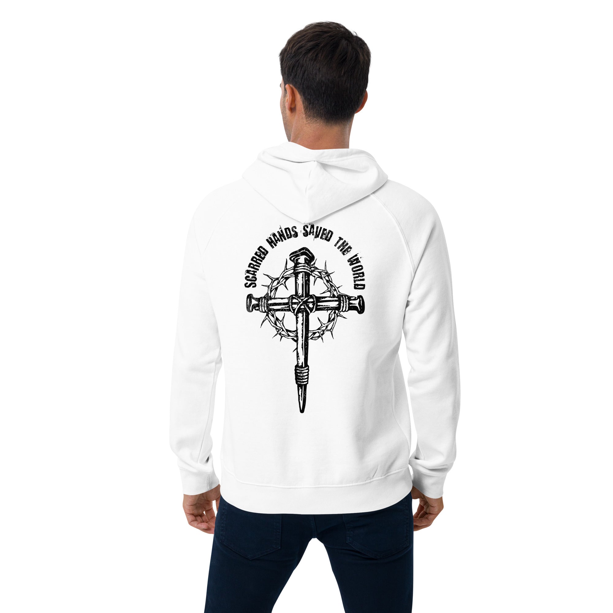 Scarred hands saved the world  I  Men's eco raglan hoodie