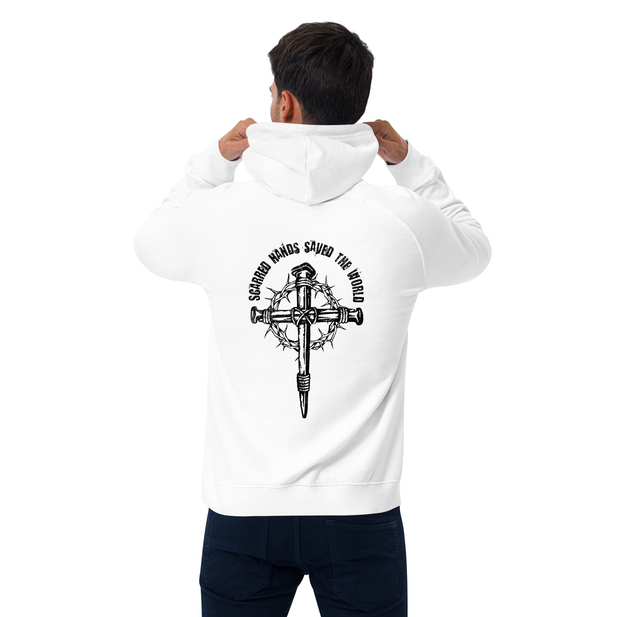 Scarred hands saved the world  I  Men's eco raglan hoodie